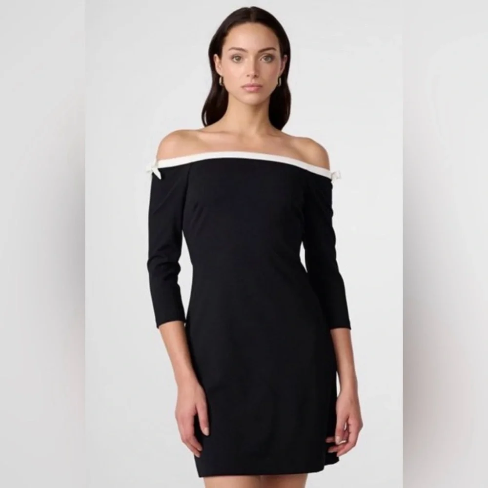 Karl Lagerfeld Black and White Off-Shoulder Dress sz 2 NWT